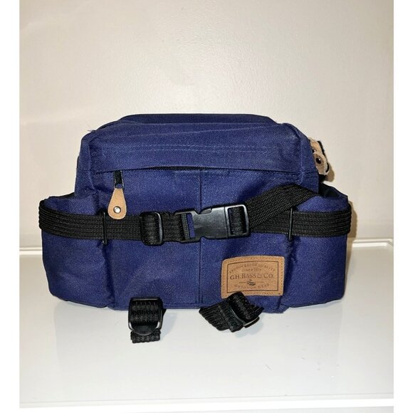 G.H. BASS Navy Canvas Waist Bag Fanny Pack Outdoors Hiking Camping - Picture 1 of 12